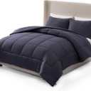 UGG Full/Queen Comforter Set with 2 Pillow Shams, Lightweight Down Alternative Blanket, Reversible Cozy Warm All Season Washable, Hypoallergenic Bedding Set, Navy Blue (Leonora)