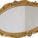 Schones Geschaft Decorative Mirror Tray, Makeup Jewelry Perfume OrganizerVintage Oval Display and Serving Tray for Bedroom Living-Room Dresser Decor (14.6x 9.8) (Golden - Oval)