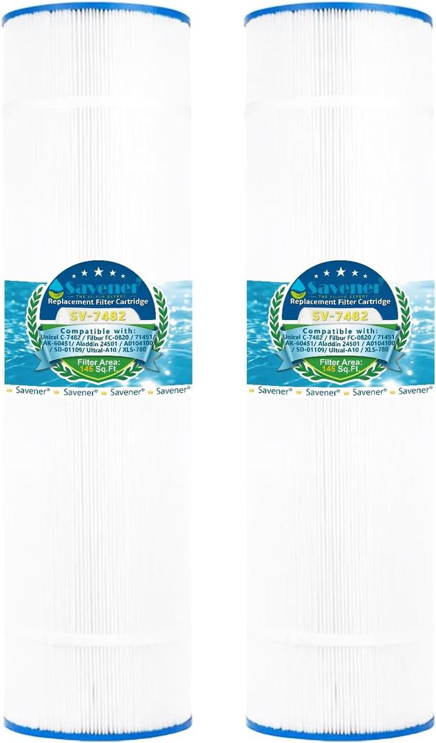 PJAN145 Pool Filter Replaces Jandy CL580, CV580, Unicel C-7482, Ultral-A10, Filbur FC-0820, A0104100, R0357900, Filbur FC-6415, SD-01109, 145 sq.ft Filter Cartridge 2 Pack