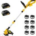 20V Electric Weed Wacker Edger Lawn Tool, Battery Powered Weed Eater 12-Inch Cordless String Trimmer Grass Trimmer Lightweight Yard Tools for Garden, Lawn Mower Cutter with 2 2.0Ah Battery and Charger