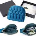 2026New Travel Jewelry Case, Small Travel Jewelry Bag with Zipper, 5-Layer velvet Travel Jewelry Pouch for Bracelet Rings Earring (TealBlue)