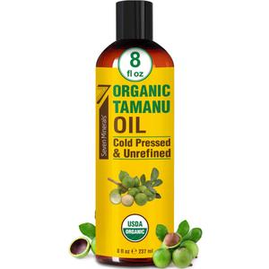 Seven Minerals USDA Organic Tamanu Oil - Big 8oz (240ml) - Cold Pressed & 100% Pure Tamanu Organic for Skin, Face, Hair, & Nails - GMO & Hexane Free Nutrient Dense Carrier Oil that Absorbs Easily