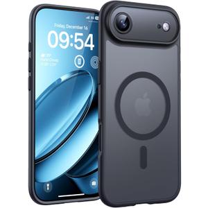 TOCOL for iPhone Air Case, Compatible with Magsafe, Full Camera Protection, Built-in Magnetic Ring, Drop Protection, Slim Thin Translucent Matte Phone Case for iPhone 17 Air (Black)