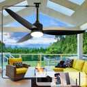 Depuley Outdoor Ceiling Fan with Light: 52 Inch Gazebo Fan Outdoor Hanging - Plug in Waterproof Fans with Lights for Patio - Dimmable Remote App Control Black
