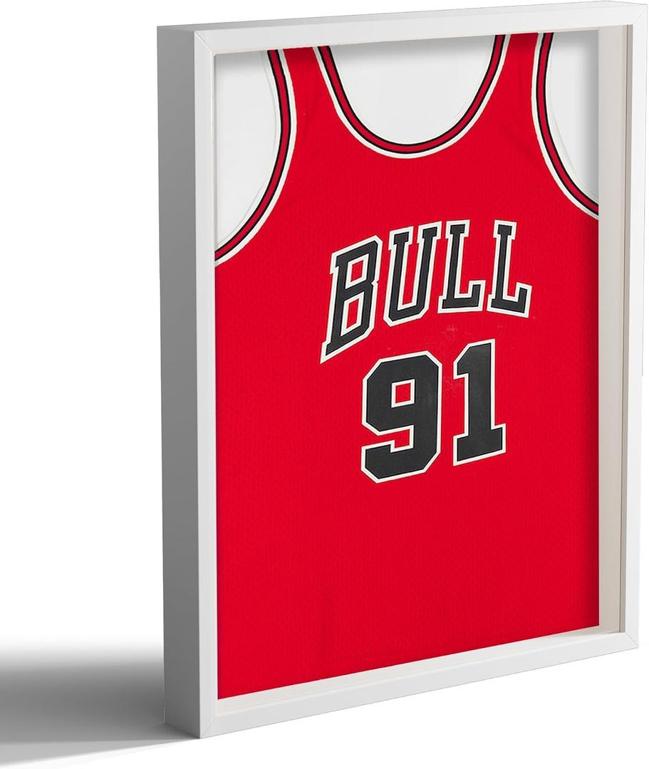 16x20 Large Shadow Box Picture Frame with Soft Linen Back, White Wooden Jersey Frame Memory Display Case with Tempered Glass Cover for Wall Display