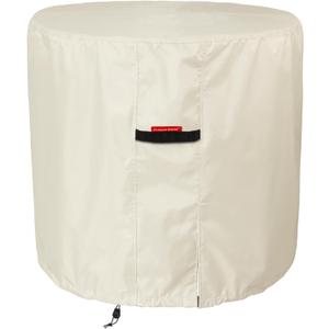 Porch Shield Waterproof AC Covers Heavy Duty Round Air Conditioner Cover for Outside Unit Up to 34''D x 30''H, Tan