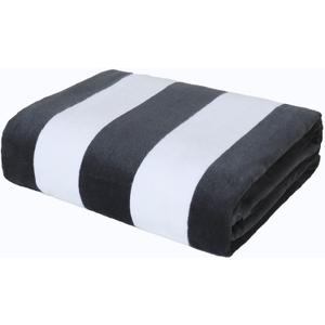 Exclusivo Mezcla Cotton Large 30x60 Inches Cabana Stripe Beach Towel, Super Absorbent Soft Plush Pool Bath Towel (Charcoal Grey)