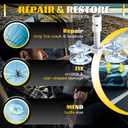 2 x CLAMPER Windshield Crack Repair Kit, Windshield Repair Kit for Chips and Cracks, 4 Pcs Car Glass Repair Kit, Cracks Gone Glass Repair Kit Automotive Quick Fix for Chips, Cracks, Bullseyes (Yellow)