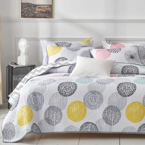 UOZZI BEDDING 3 Piece Reversible Quilt Set Queen Size 90x90 Soft Microfiber Lightweight Coverlet Bedspread Summer Comforter Set Bed Cover Blanket for All Season Pink Yellow Teal Colorful Dots