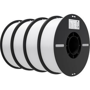 Creality 3D Printer Filament 1.75mm 4KG, PLA Filament Bulk +/- 0.02mm, 4 Pack 1kg Spool(2.2lbs) 3D Printing Filament Fits for Most FDM 3D Printers, 4 White
