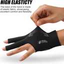 Billiards Glove Professional 3-Finger Pool Glove for Left Hand, Snooker Cue Gloves for Men and Women (Black)
