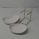 2 Tier Ceramic Fruit Bowl for Kitchen Counter, Tiered Fruit Basket for Countertop, Modern Multi Layer Fruit Display Stand for Party, Cute & Small (Gold&White)