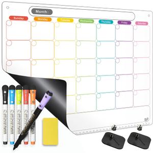 Mag-Fancy Dry Erase Calendar Kit- Magnetic Calendar for Refrigerator - Monthly Fridge Calendar Whiteboard with Extra-Thick Magnet Included Fine Point Marker & Eraser & Holes for Wall Hanging