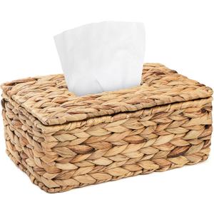 ZEAYEA Tissue Box Holder, Woven Tissue Box Cover with Flip-Open Top, Rectangular Rustic Facial Tissue Holder Decorative for Living Room, Kitchen Countertop, Office, Restaurant, Coffee Table, Bathroom