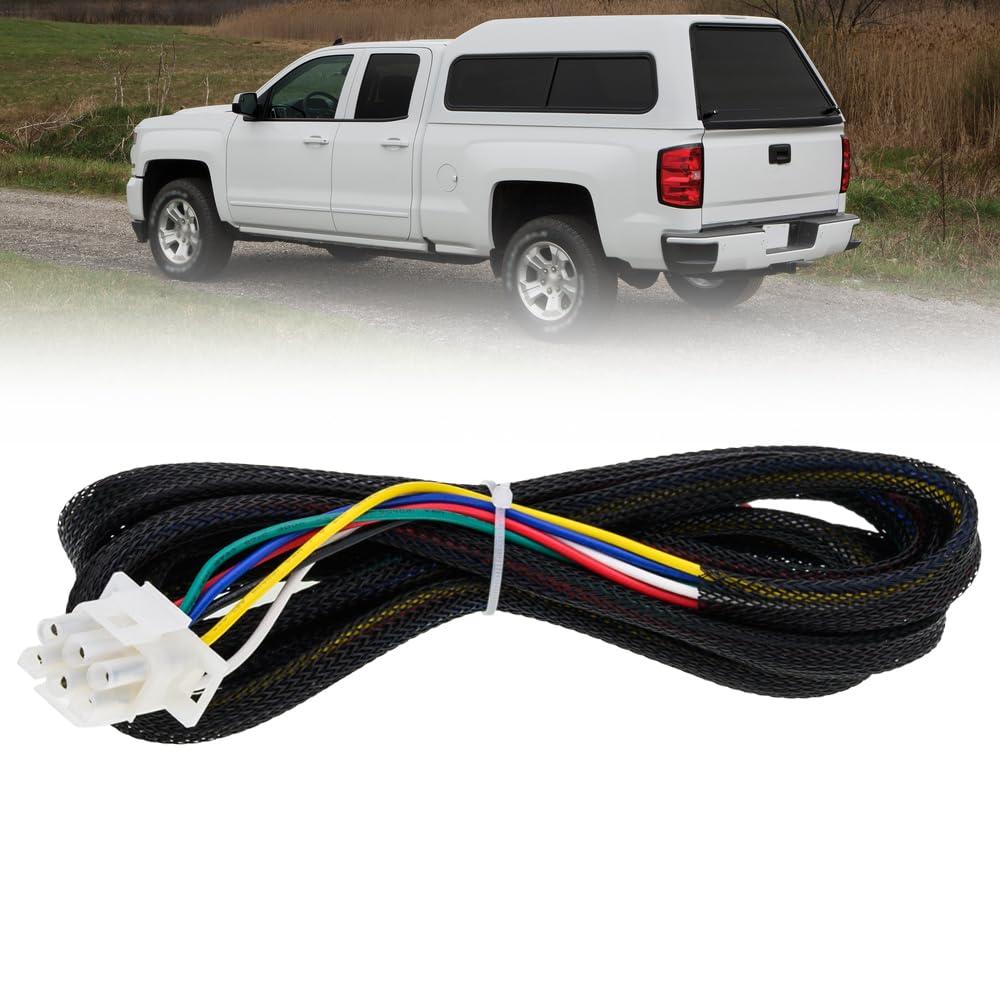 6 pin Leer Truck Cap Wiring Harness with Fuse Box Tag for Leer Camper Shell Truck Topper Wiring, Power for 3rd Brake Light/Dome Light/Lock and Unlock/Auxiliary Trailer Lights Converter