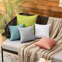 MIULEE Pack of 2 Decorative Outdoor Solid Waterproof Throw Pillow Covers Faux Linen Garden Farmhouse Coastal Cushion Cases for Summer Patio Tent Balcony Couch Sofa 12x12 Inch Turquoise