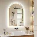 40''x30'' Arched LED Bathroom Mirror with Lights, Lighted Mirrors for Bathroom Wall, Anti-Fog, 3 Colors Dimmable, Memory Function, Backlit + Front Lit, Waterproof, Shatter-Proof, Golden Framed Arched