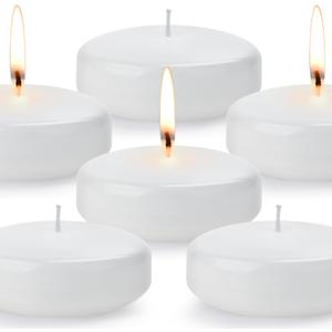 3 inch Floating Candles, 36PACK White/Gold/Red Floating Candle, Long Burning and Smokeless Candle for Wedding, Birthday, Pool, Holiday & Home Decoration Unscented (White)