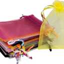 10 Pcs 3x4 Inch Mix Color Organza Bags with Drawstring - Sheer Jewelry Gift Pouches for Wedding Party Favors, Christmas Candy, and Small Presents