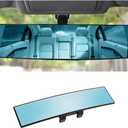 Car Rearview Mirror, 12 Inch Panoramic Wide Angle Anti-Glare, Clip on Auto Rear View Mirror, HD Clear Convex Surface, Car Interior Accessories Universal for SUV, Truck, Van, Vehicles (Blue)