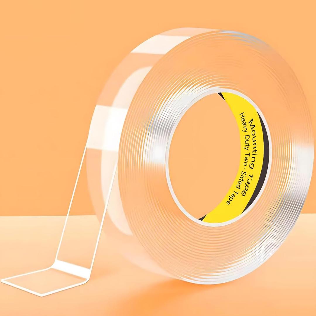 LMJIA Heavy Duty Two-Sided Tape, Clear Reusable Mounting Tape, Width: 1.18in, Thickness: 0.08in, 3.28FT