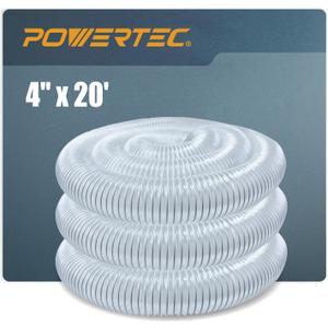 POWERTEC 4" x 20' Dust Collection Hose, 4 Inch Dust Collector Hose for Table Saw, Band Saw, Planer, Jointer, Woodworking and Wood Shop Dust Collection System (70143)