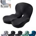 MAOILY Back and Seat Cushion, Car Seat Cushion, Soothe+ Cushion, Pressure Relief, Non-Slip Belt Backrest, Ergonomic Memory Foam Backrest (Black)