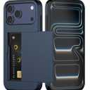 Nvollnoe Compatible with iPhone 17 Pro Max Case with Card Holder Dual Layer Heavy Duty Protective Shockproof Hidden Card Slot Slim Wallet Phone Case for Women&Men 6.9 inch(Blue)