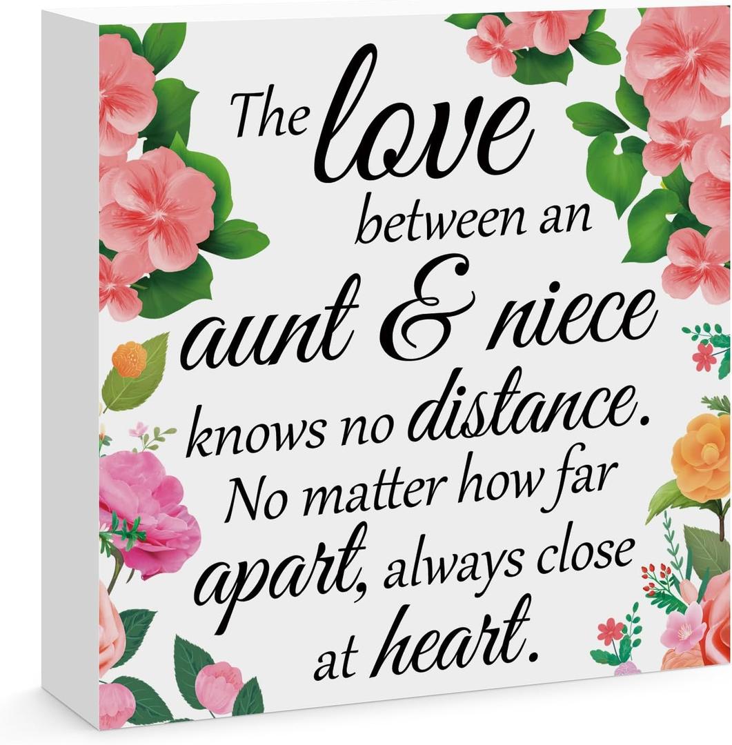 2 x Aunt Gifts from Niece Unique Aunt Birthday Gifts Wooden Block Sign Home Office Desk Sign Decor Present for Auntie Christmas Thanksgiving Wedding Mother's Day for Aunt