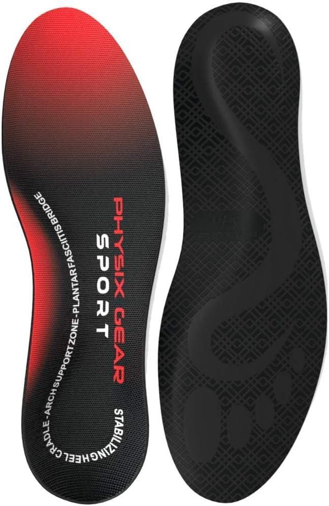 Physix Gear Orthotic Insoles for Men & Women - Arch Support Orthotics Insole, Orthopedic Insoles, Inserts for Men & Women, Foot Insoles for Plantar Fasciitis Comfort, Shoe Insert, Feet, Red/Black, XL (XL - US Mens 12 - 14 1/2 | Womens 14 - 16 1/2)