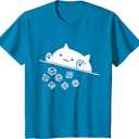 Cute Cat Gamer RPG Game D20 Dice Nerdy Men Women Kids T-Shirt, L, Sapphire Blue