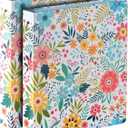 1-inch 3-Ring-Binder with Pockets 1'' Decorative Round Ring Binders for School Holds US Letter Size 8.5'' x 11'' 200 Sheets for Office/Home/Back to School, 2 Pack (Bright Floral)