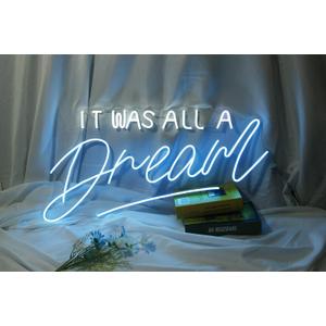 It Was All A Dream Neon Sign for Bedroom, LED Handmade Wall Decor Light with Dimmer (White+Blue (23.6 inches))