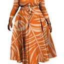 Hostoyo Women Plus Size Foraml A Line Maxi Dress Self Tie Waist with Pockets Casual Elegant Round Neck 3/4 Sleeve Swing, 2 XL