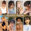 NAYOO Bangs Hair Clip - Light Blonde Fake Bangs 100% Real Human Hair Extensions Wispy Bangs for Women Fringe with Temples Hairpieces Curved Bangs for Daily Wear