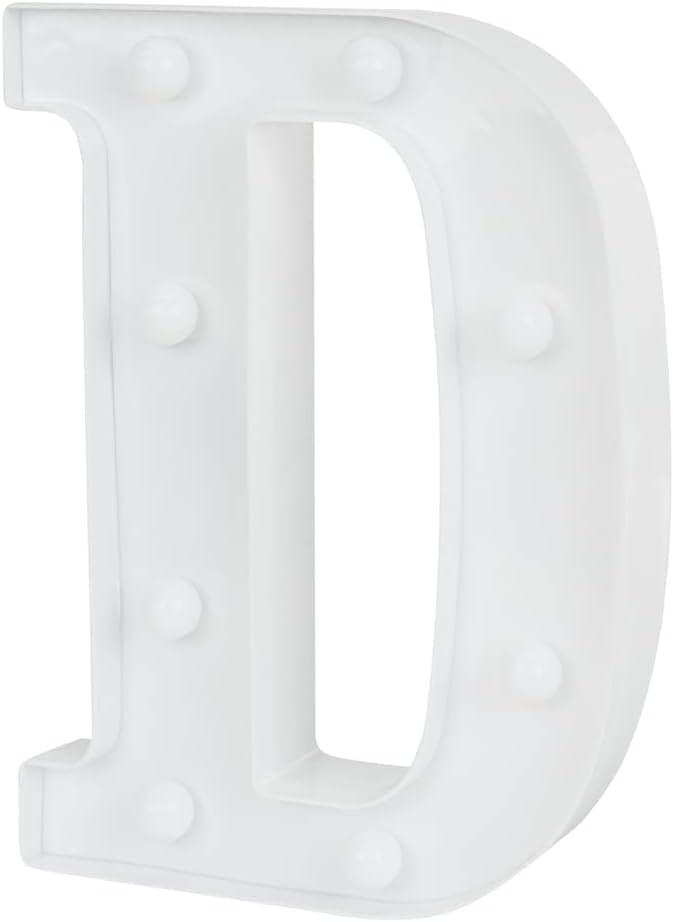 Restaurantware Illumify 6.3 x 1.2 x 8.7 Inch Light Up Letter 1 Durable Marquee LED Light - Letter D Touchproof White Plastic Party Light Keyhole Slot For Parties Weddings Or Special Events