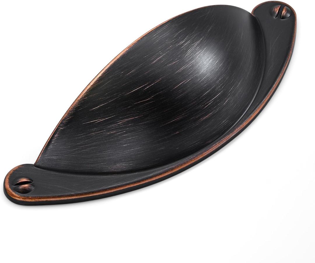 HESTIA HARDWARE 10 Pack | 2.5 Inch Drawer Pulls Oil Rubbed Bronze Pulls for Cabinets Pull | Bathroom Drawer Handle Pulls| Kitchen Cabinets Handles | Cup Pull (Z7.10.O)