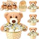Amyhill 4 Sets Bear Baby Shower Centerpieces Baby Shower Table Decorations with Bears Wooden Crates Bamboo Baskets Artificial Flowers for Birthday Wedding Gender Reveal Party(Cute)