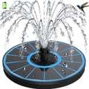 3.5W Solar Fountain with Battery - Work On Cloudy Days - Upgrade Glass Panel Solar Bird Bath Fountain, Hummingbird Water Feature Pump with 7 Nozzles, 4 Fixed Pipes for Garden, Pool, Pond