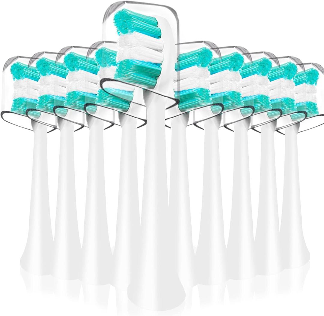 Replacement Toothbrush Heads Compatible with AquaSonic Black Series Vibe Series Electric Toothbrush, Curved Shape Design Planted with Nylon Bristle (White)