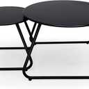 Meluvici Patio Outdoor Coffee Table Set of 2, Weather Resistant Steel Round End Tables, Outdoor Nesting Table for Patio, Balcony, Bistro and Indoor, Black (Black)