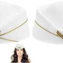 ibasenice Flight Attendant Hat White Stewardess Cosplay Cap for Women 7.87X7.08X6.29In Airline Costume Accessory for Parties and Stage Performances
