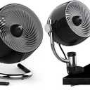 Vornado Pivot6 Whole Room Air Circulator Fan Bundle with Pivot3C Compact Clip On Fan, Black