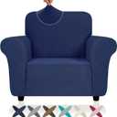 ZNSAYOTX Super Stretch Chair Slipcover (30"-47"), New Striped Sofa Chair Covers for Living Room, Dogs Pet Friendly Anti-Slip Chair Protector Spandex Armchair Slipcovers (Navy Blue, Chair)