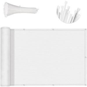 SUNNY GUARD 3FTx10FT White Balcony Privacy Screen Fence, Apartments Railing, Heavy Duty Wind Screen for Outdoor,Deck,Backyard,Patio PrivacyWe Make Custom Sizes (0 3' x 1 0')