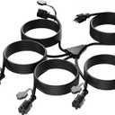 K KASONIC - 31FT Christmas Lights Outdoor Extension Cord with Mutil Outlets, ETL Listed Heavy Duty Electrical Cord with Protective Covers, Weatherproof Extension Cord for Outside, 16AWG/1625W, Black (31FT Combined Length)