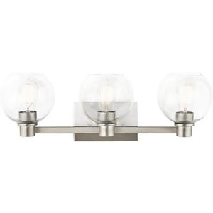 Kichler Harmony 24.5" Vanity Light in Brushed Nickel, 3-Light Traditional Bathroom Vanity with Clear Glass, (24.5" W x 8.25" H), 45894NI