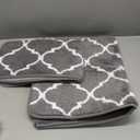 Carvapet 2 Pieces Microfiber Moroccan Trellis Non-Slip Soft Kitchen Mat Bath Rug Doormat Runner Carpet Set, 20"x63"+20"x31", Grey