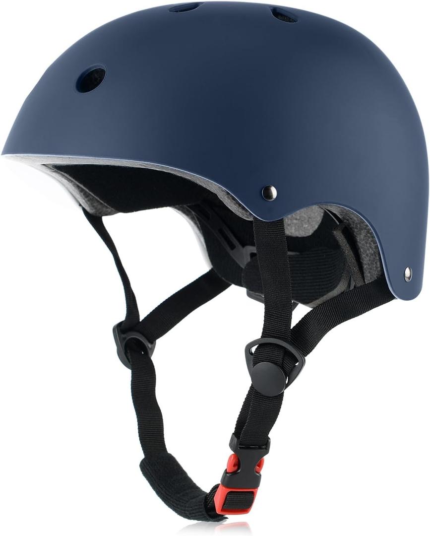Kids Bike Helmet, Adjustable and Multi-Sport, from Toddler to Youth, 3 Sizes (Medium: 21.3" - 22.4", Navy)