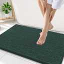 Smiry Luxury Chenille Bathroom Rugs 34x21, Extra Soft and Absorbent Shaggy Bath Mat, Machine Washable, Non-Slip Plush Carpet Runner for Tub, Shower, and Floor, Home Decor Accessories, Green